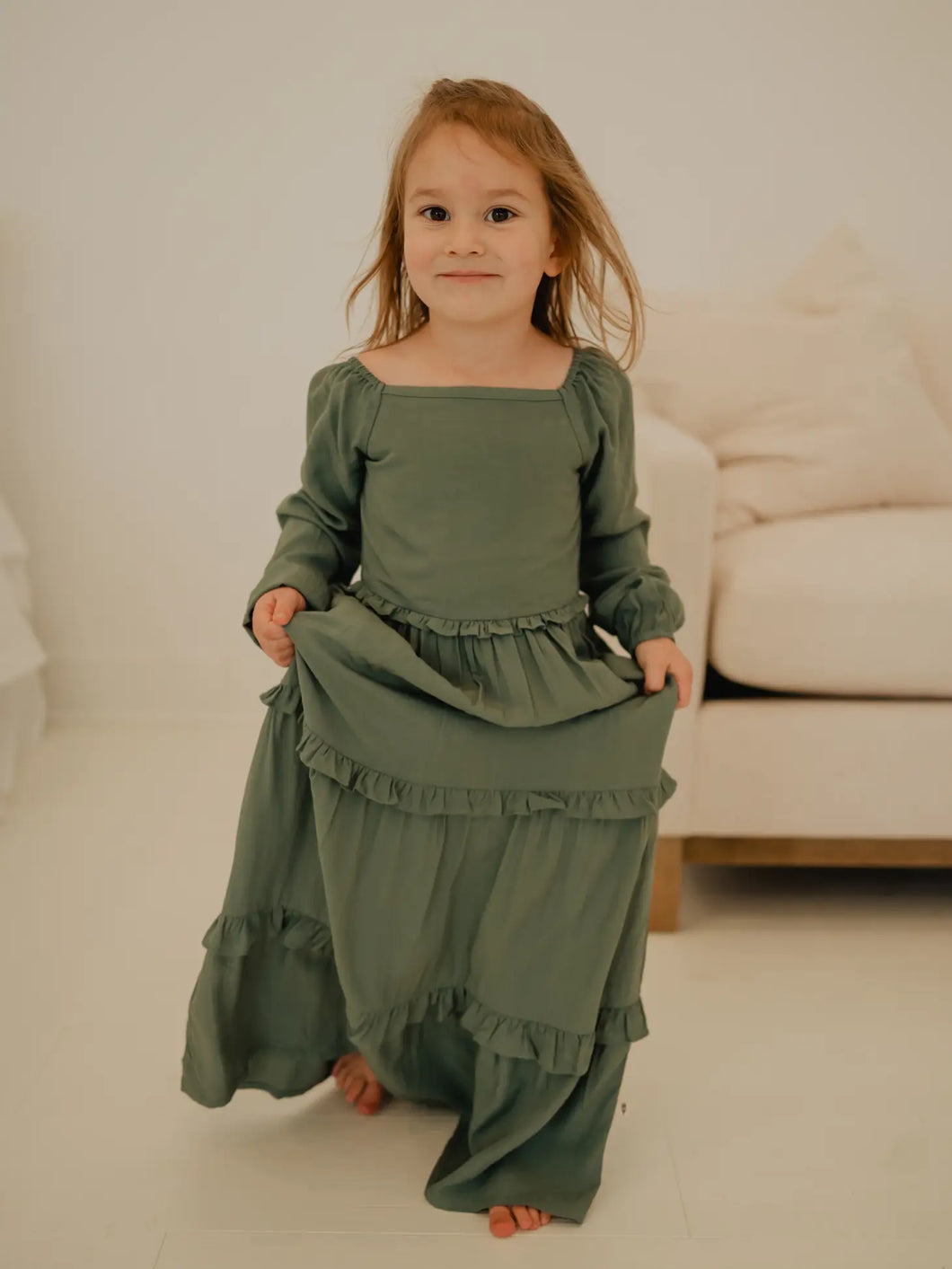 Maxi Ruffle Pine Dress