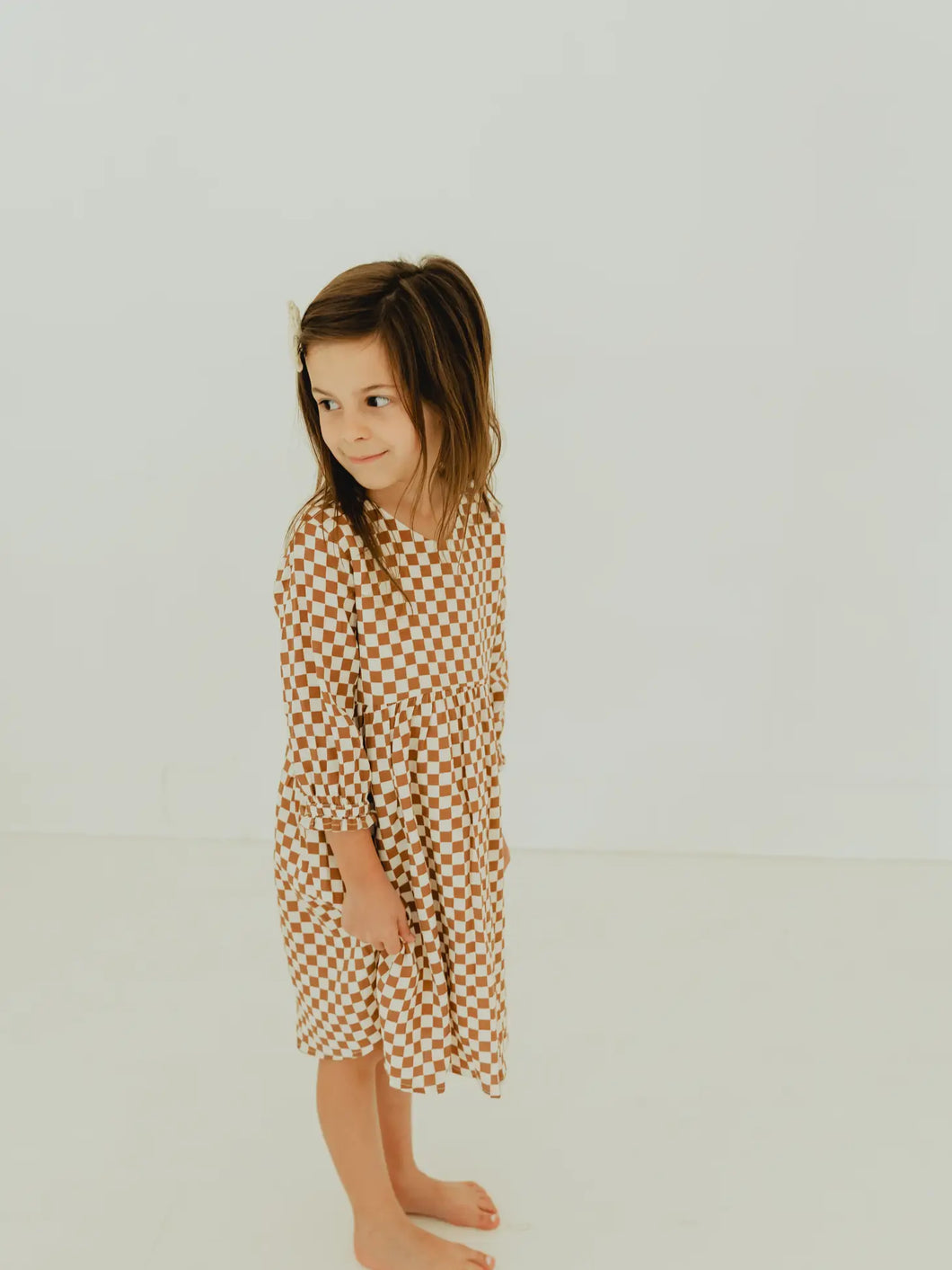 Girls Woven Checkered Dress