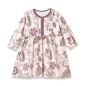 Floral Stitchery Ruffle Dress