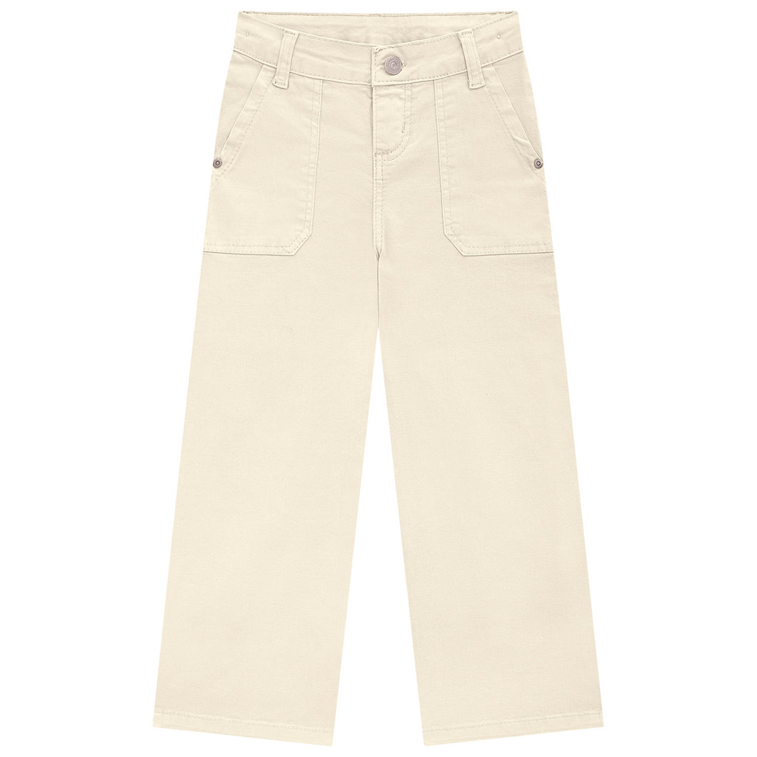 Girls Beige Wide Leg Pant
