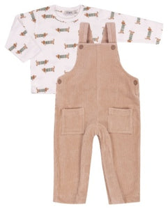 Weiner Dogs Corduroy Overalls Set