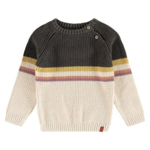 Boys Dark Grey Stripe Knit Sweater