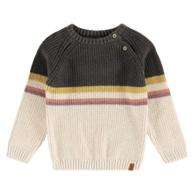 Boys Dark Grey Stripe Knit Sweater