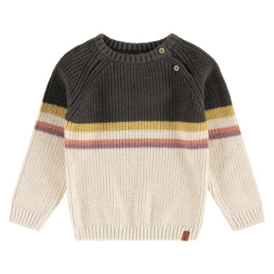 Boys Dark Grey Stripe Knit Sweater