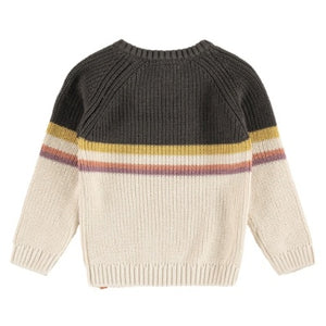 Boys Dark Grey Stripe Knit Sweater