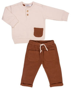 Brown Pocket Outfit Set