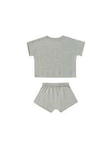 Relaxed Summer Knit Set- Heathered Sky