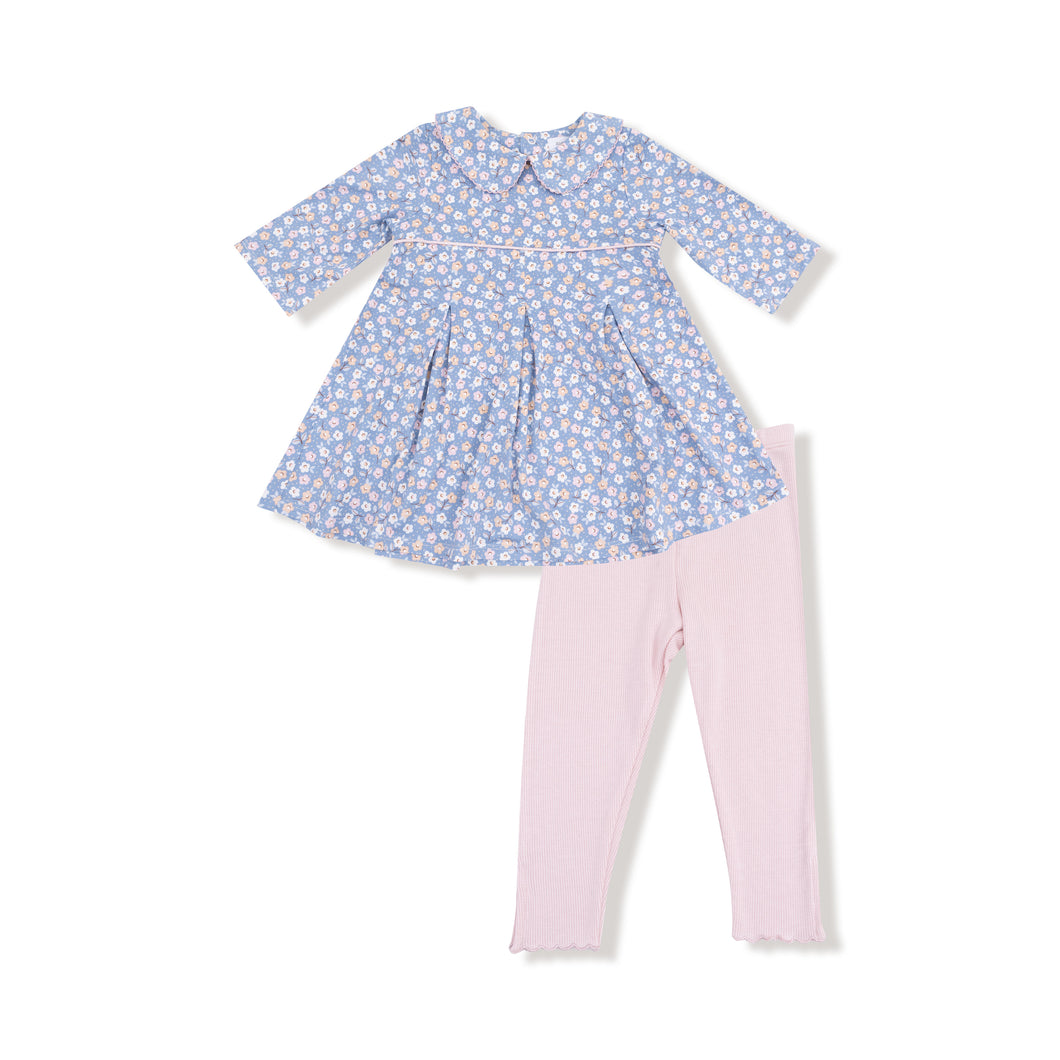 Calico Smocked Top & Pant Set