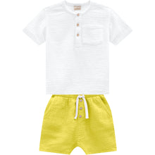 Load image into Gallery viewer, Boys Woven White / Green Set
