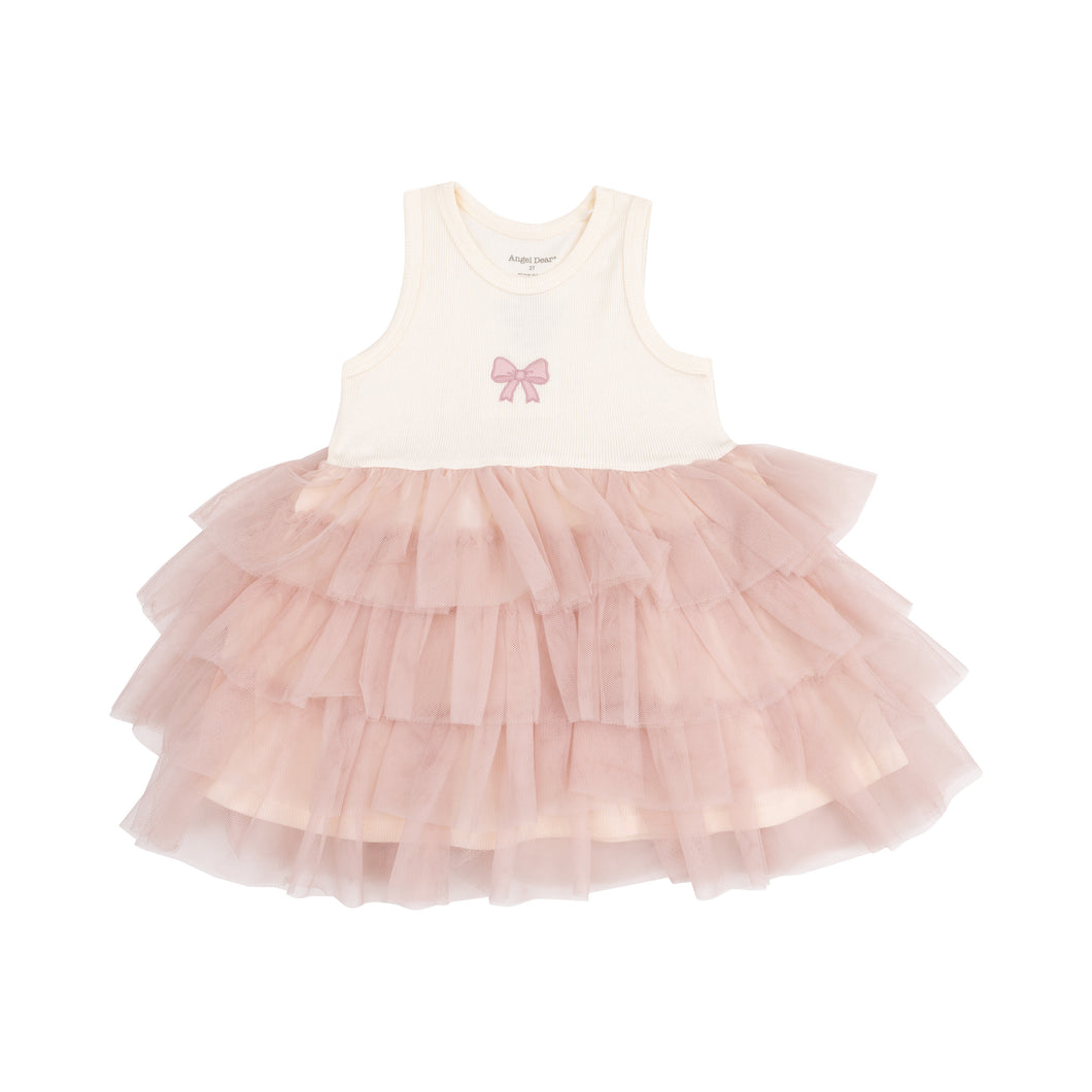 Bow Ribbed Tulle Dress