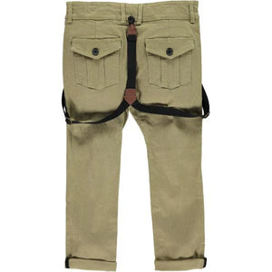 Olive Trousers with Removable Suspenders