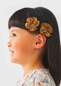 Suede Flower Hair Clips