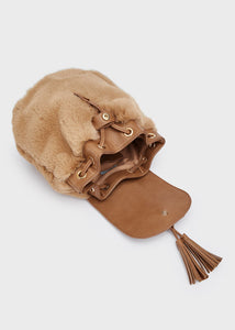 Faux Fur Leather Drawstring Bag