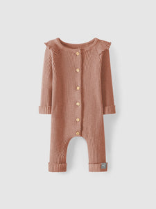 Ribbed Jersey Romper with Ruffle