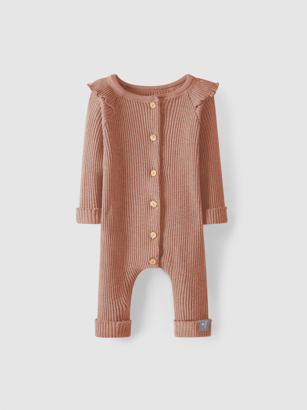 Ribbed Jersey Romper with Ruffle