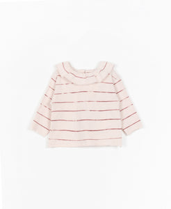 Striped Long Sleeve with Ruffle Collar