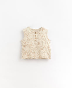 Leaf Print Jersey Cotton Sleeveless Tee