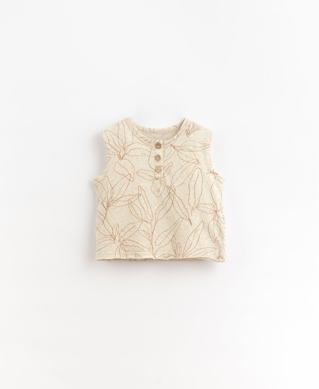 Leaf Print Jersey Cotton Sleeveless Tee