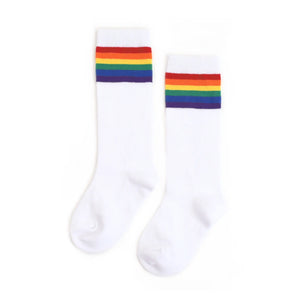 Rainbow Strip Knee High Socks