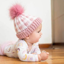 Load image into Gallery viewer, Rosy Pink Buffalo Check Pom Pom Hat
