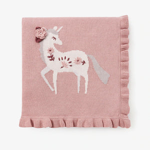 Floral Unicorn Knit Baby Blanket
