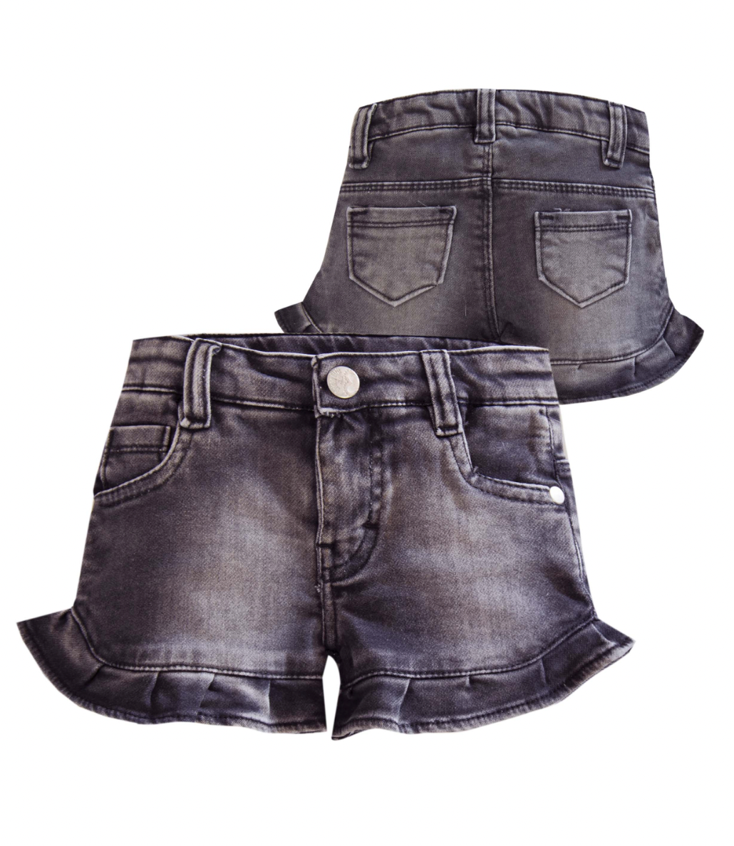 Ruffle Hem Denim Short