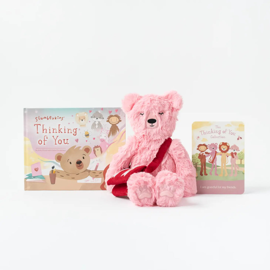 Peony Honey Bear Kin w/Mail Bag & Thinking of You Hardcover