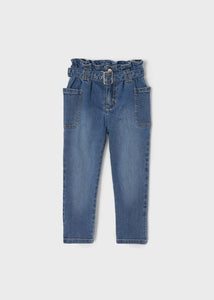 Elastic Waist Jeans with Belt
