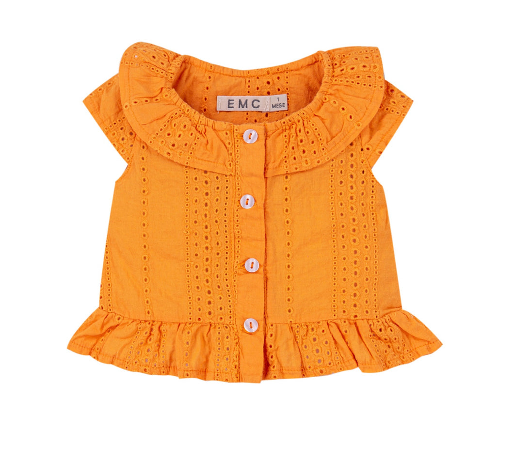 Muslin Orange Eyelette Top