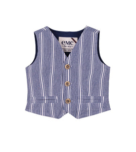 Cotton Blue Striped Vest
