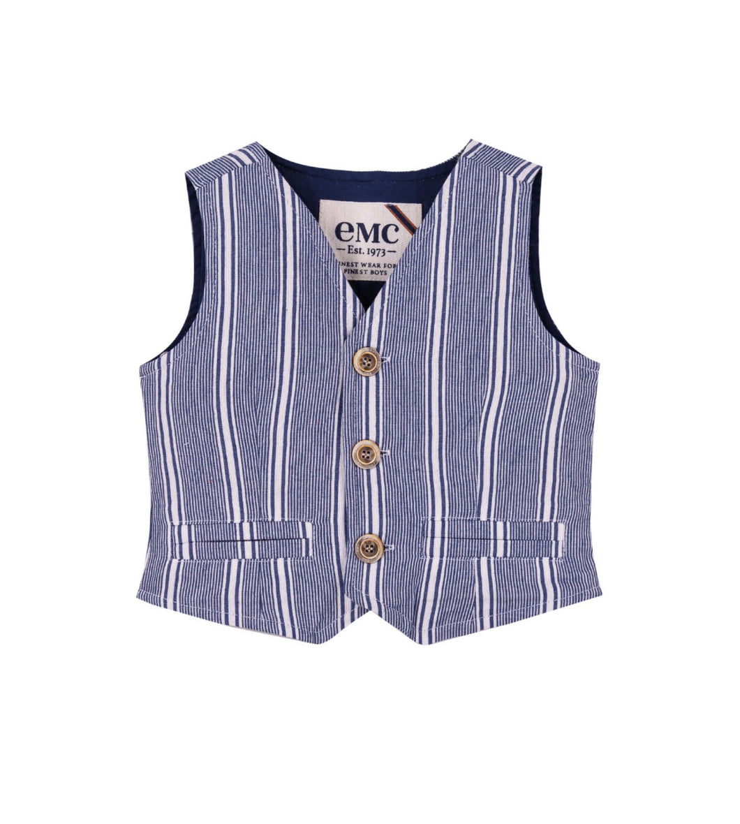 Cotton Blue Striped Vest